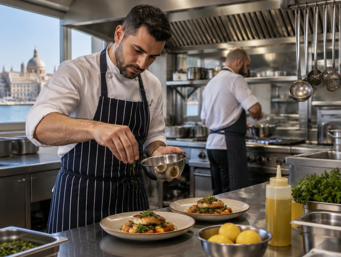 Professional chefs working in a restaurant kitchen