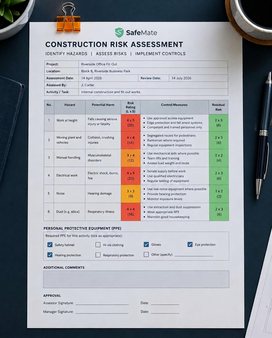 Sample SafeMate construction risk assessment